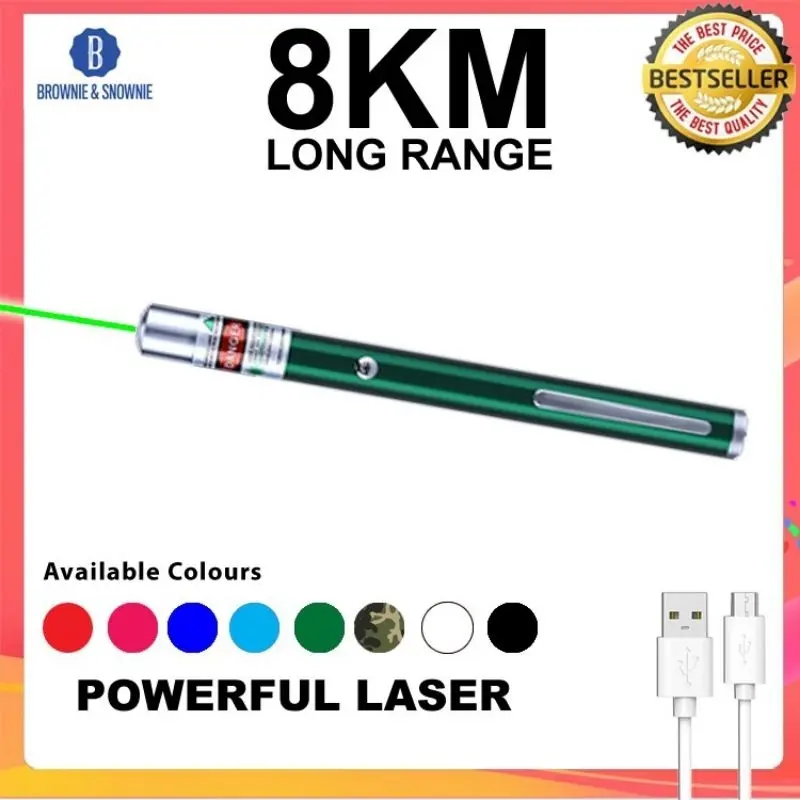 Con trỏ Laser màu xanh lá cây, Có Thể Sạc Lại USB, Phạm Vi xa 8 km, Rất mạnh mẽ 6