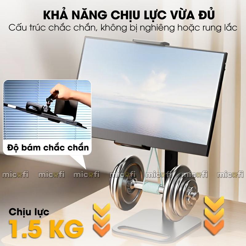 Arm Màn Hình Micofi, Kệ Để Giá Tay Treo Đỡ Màn Hình Phụ Máy Tính Bảng PC iPad Xoay 360 Độ Di Động 4