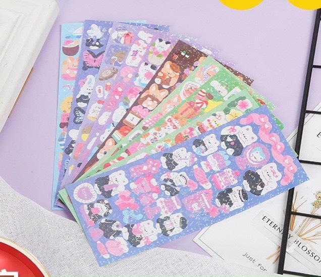 10 tờ Sticker trang trí phủ nhũ óng ánh 3