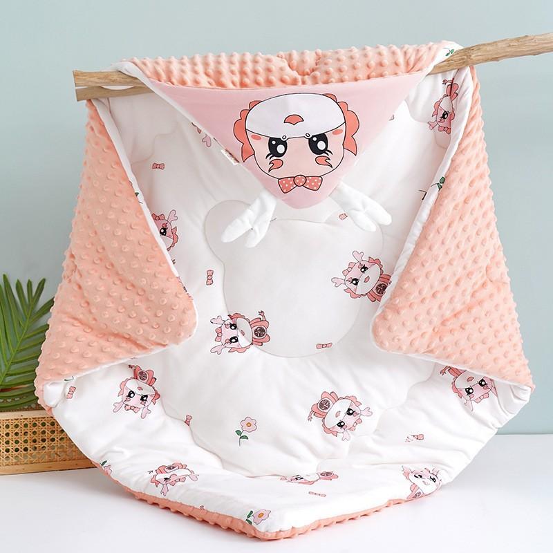 Chăn ủ hạt đậu giữ ấm Beanie êm dịu cao cấp, Có mũ tai gấu dễ thương cho bé