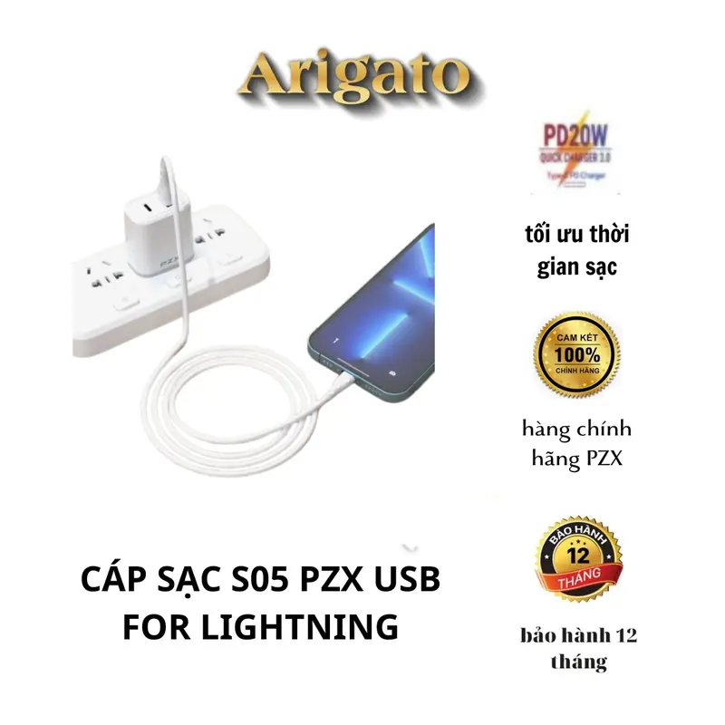 Củ Cáp Dây Sạc Nhanh PD 20W chính hãng PZX dành cho Ip 6 7 8 8plus X xsmax 11 12 13 14 pro proMax 3