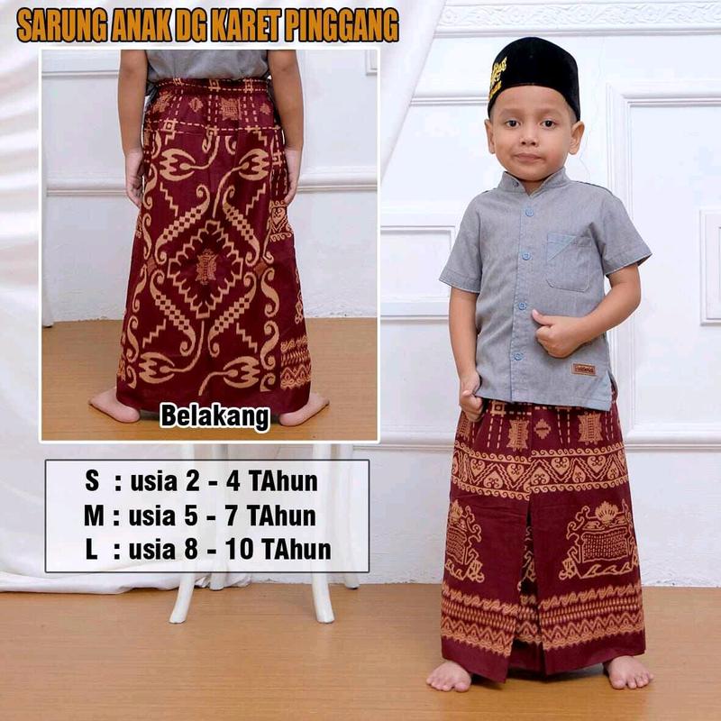 sarung anak instan dengan karet pinggang Muslim Nyaman Katun Kain Motif Batik Pendek Panjang Salur Tangan Pria Koko Baju Dewasa Setelan 2