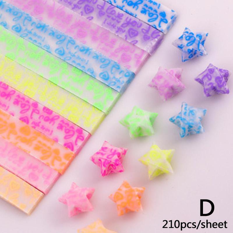Product Introduction of Dải giấy sao Origami dạ quang, 210 chiếc, 10 màu, Nghệ thuật giấy tự làm may mắn, đầy màu sắc, có sẵn tại Hand, H1X1 27