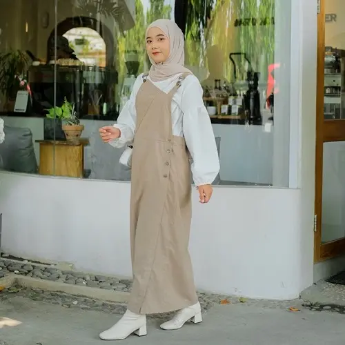 Sekido Sagita Overall - Dress Panjang Wanita Bahan Linen Warna Hitam dan Cocoa, Nyaman dan Cantik 1