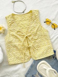 Women's Ditsy Floral Embossed Vest, Boho Sleeveless Top for Daily Holiday Vacation Wear, Ladies Clothes for All Seasons