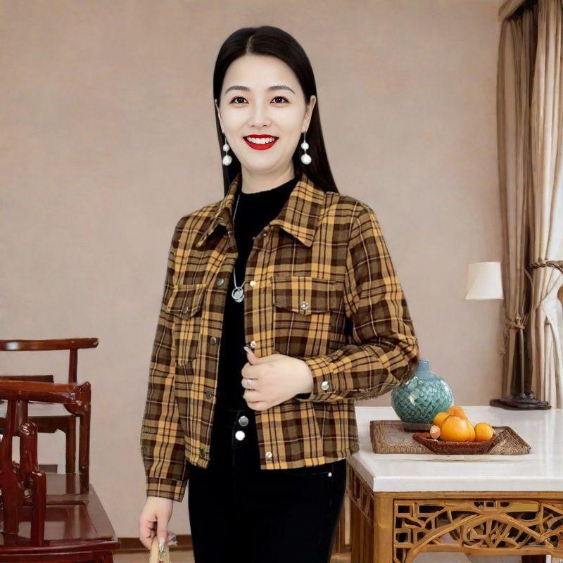 Product Introduction of Áo Khoác Cho Mẹ, Dáng Ngắn, Chất Liệu Lông Cừu Dày Dặn, Thiết Kế Kẻ Sọc, Hàng Mới Về Mùa Thu Và Mùa Đông, Dáng Rộng Vừa Vặn, Phong Cách Phương Tây, Thích Hợp Cho Các Cô Gái Nhỏ Nhắn 9
