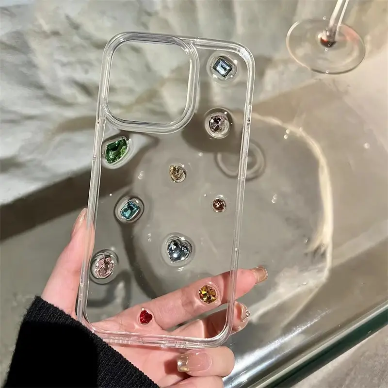 Luxury Glossy Diamond Clear Epoxy Case For iPhone 15 14 13 12 11 Pro Max X XS XR 7 8 Plus SE 3 Glitter Rhinestone Silicone CoverLuxe Tech Haven