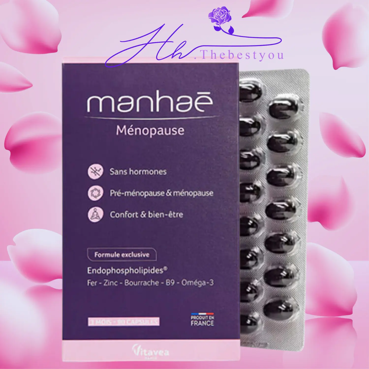 [HÀNG CÔNG TY CÓ TEM PHỤ] Viên Uống Cân Bằng Nội Tiết Manhae Menopause Nutrisante Pháp 90 viên