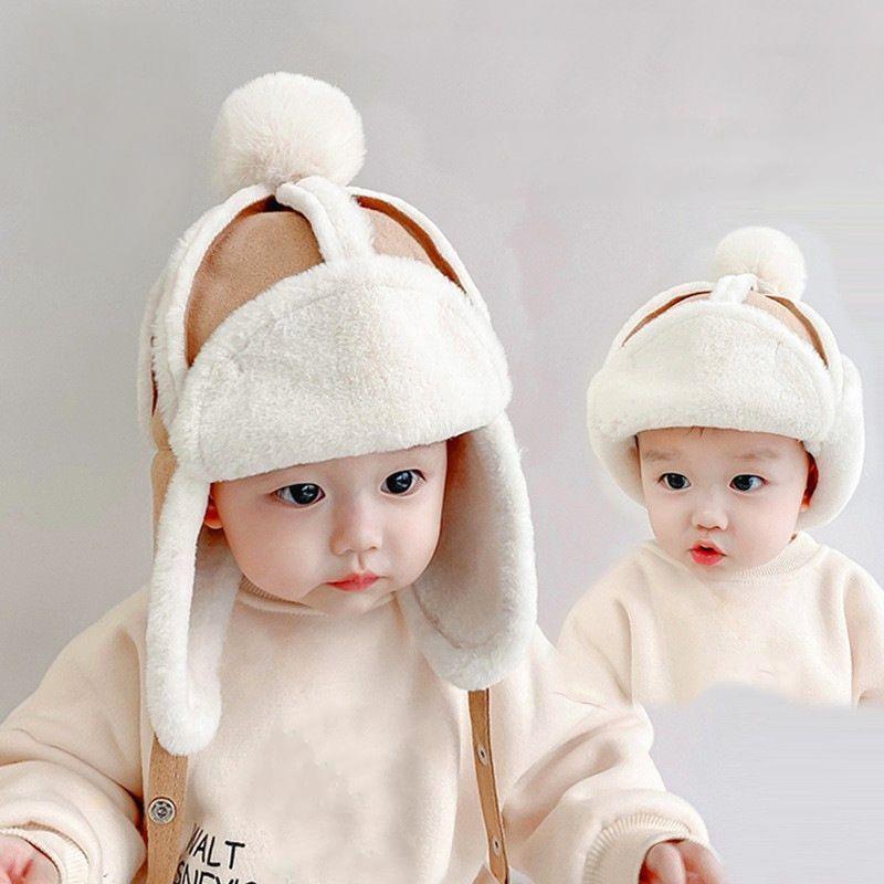 Mũ lót lông cụp tai cho bé, mũ len phi công lông cừu ấm áp cho bé trai và bé gái, Mũ Trùm Tai Giữ Ấm Kuma Kids-KM24  Hat Nón
