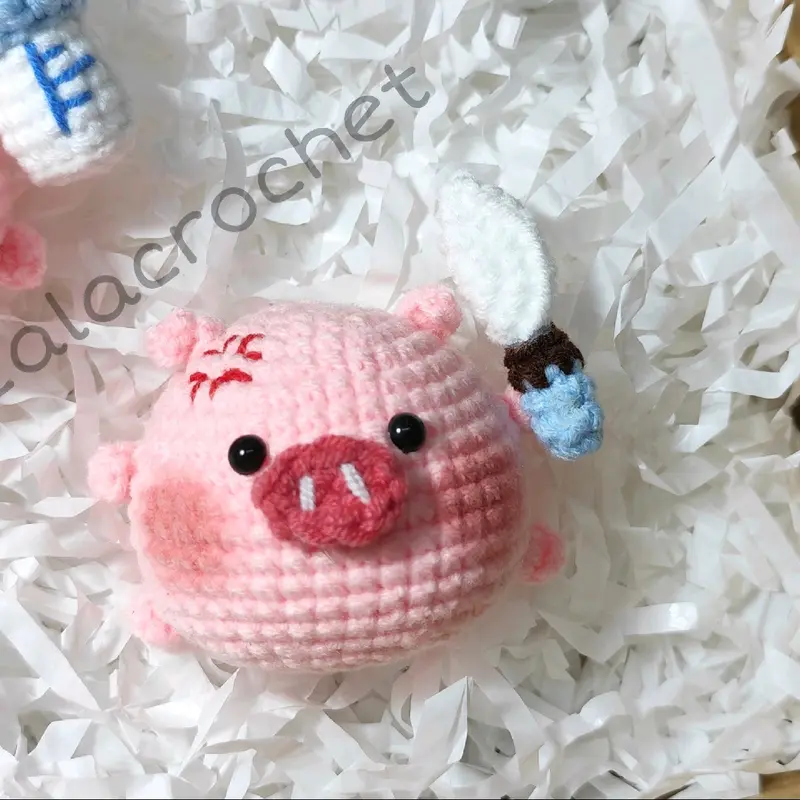 Móc khoá heo tai thỏ bằng len handmade làm quà tặng trang trí đáng yêu 4
