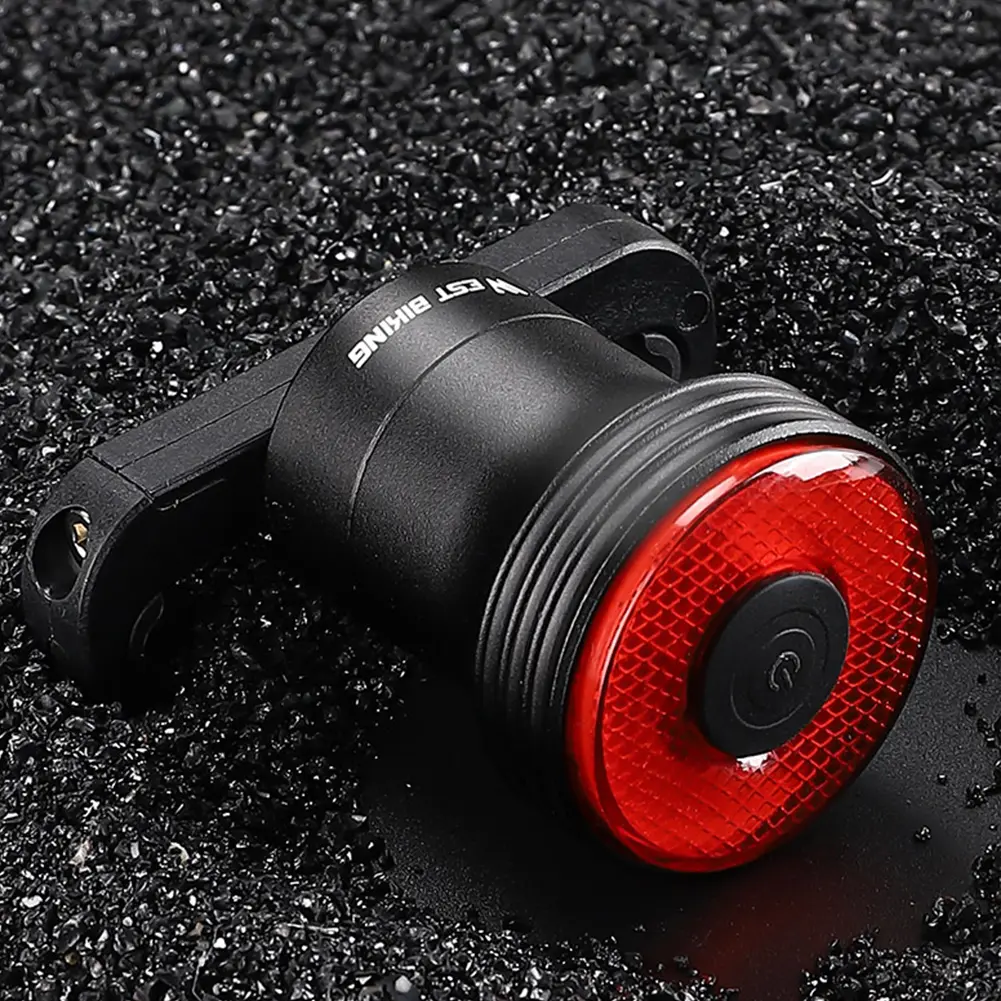 WEST BIKING LED Bicycle Smart Brake Rear Light 400mAh Type-C USB Rechargable
