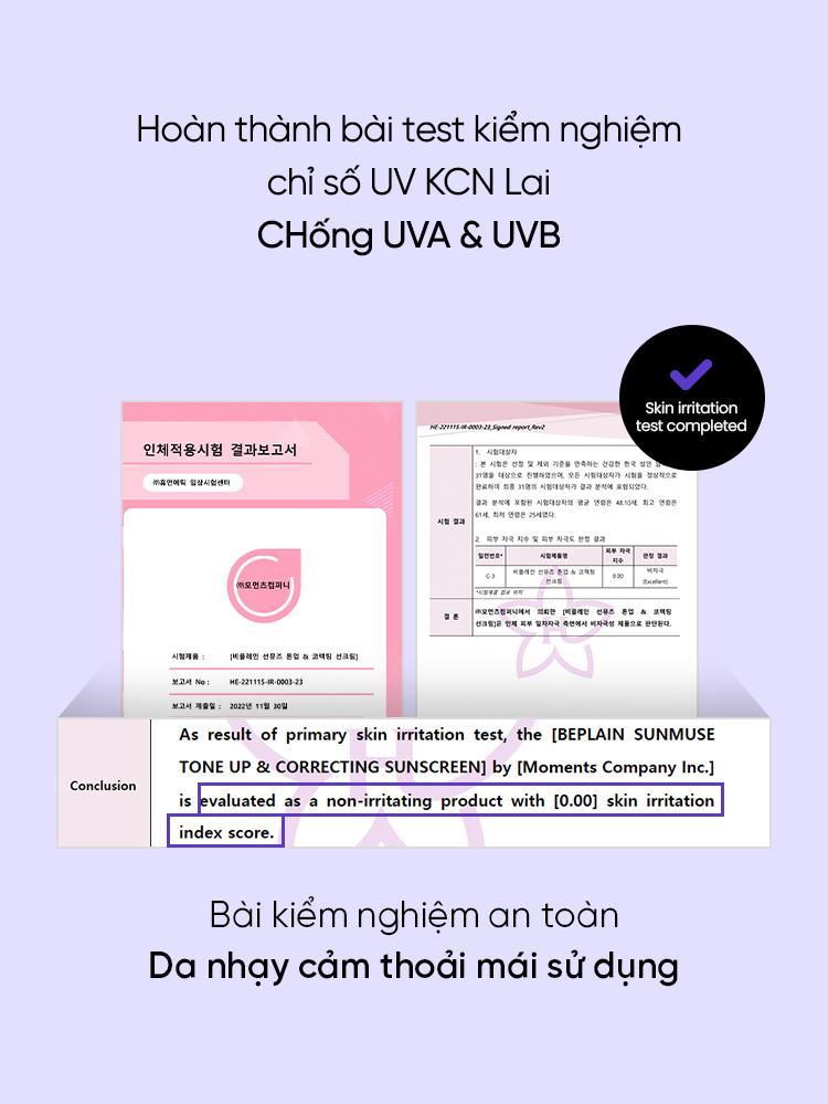 Product Introduction of Kem chống nắng lai BEPLAIN Sunmuse Nâng tone & Hiệu chỉnh tone da SPF 50+ PA++++ ( Tím đậm ) - Tabula Century 9