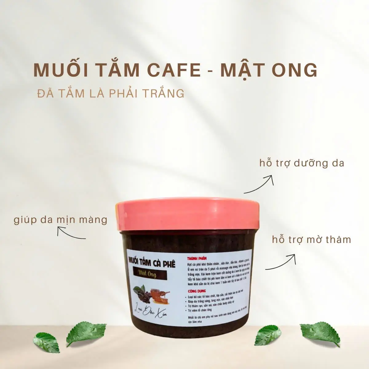 Muối tắm caffe mật ong ttbc 500g, 1kg - Dưỡng body nữ sạch da giúp làm mềm da Women