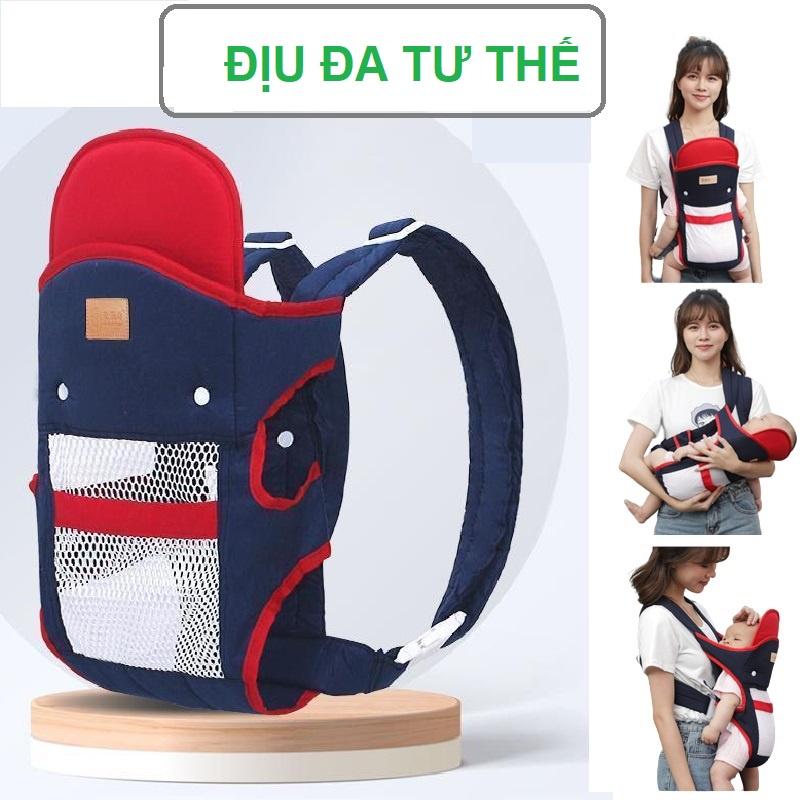 Địu Em Bé Sơ Sinh Có Đỡ Cổ Đa Năng 4 Tư Thế Gọn Nhẹ, Thoáng Khí Cho Bé