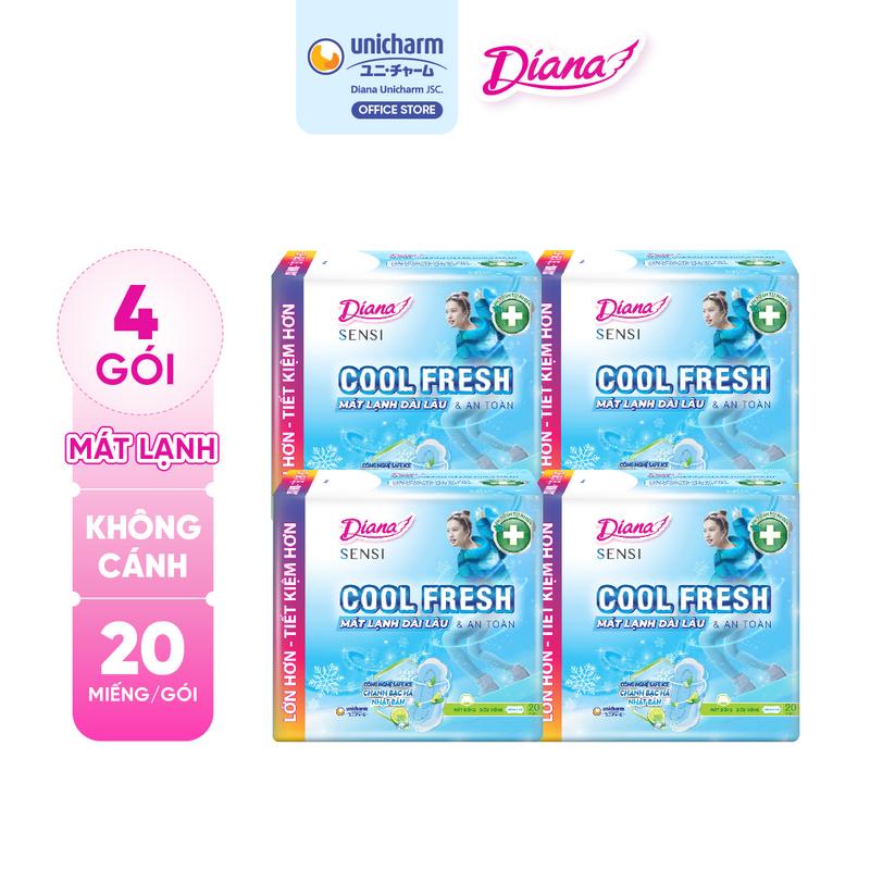 [COMBO 4] Diana Băng vệ sinh Sensi Cool Fresh Siêu mỏng không cánh gói 20 miếng