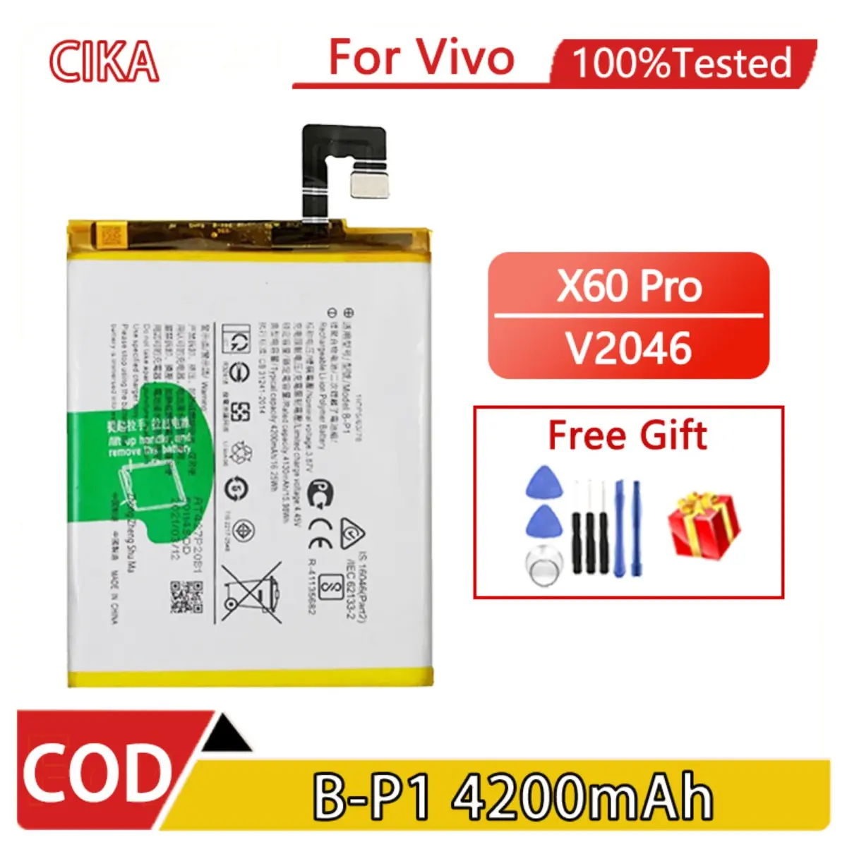 New 3.87V 4200mAh B-P1 Mobile Phone Battery For Vivo X60 Pro V2046 Batre