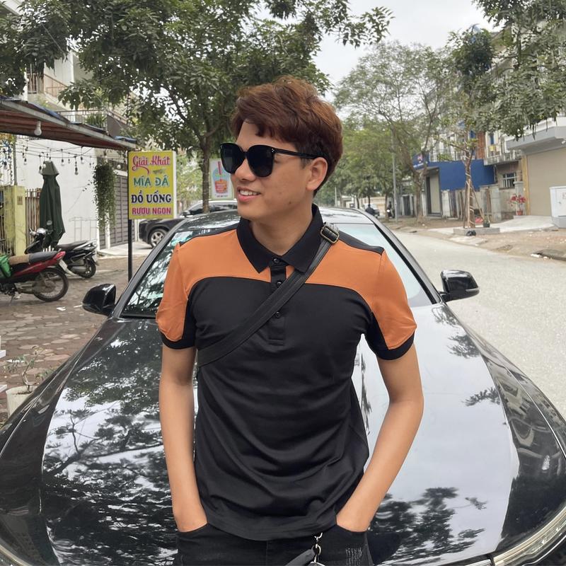 Áo phông cổ nam phom ôm, PHA NGỰC, ĐEN CAM, nhiều màu, chất vải thoáng mát co giãn nhẹ thấm hút tốt. Menswear Polo