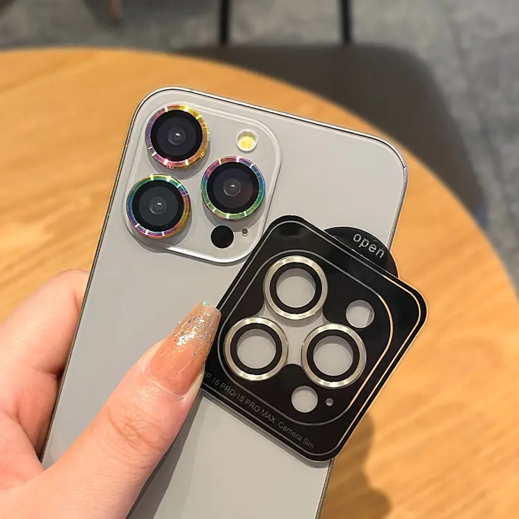 Bảo Vệ Ống Kính Máy Ảnh, Vòng Kim Loại, Kính, Dành Cho iPhone 16 11 12 13 14 15 Pro Max Plus, Bao Phủ Toàn Bộ, Phim Ống Kính Bảo Vệ Camera 1