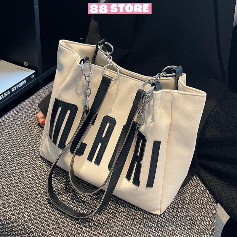 Túi tote túi xách nữ công sở da pu mềm để vừa A4 hàng quảng châu cao cấp có khoá kéo đi học đi làm 88store CS-265 Bag Kem