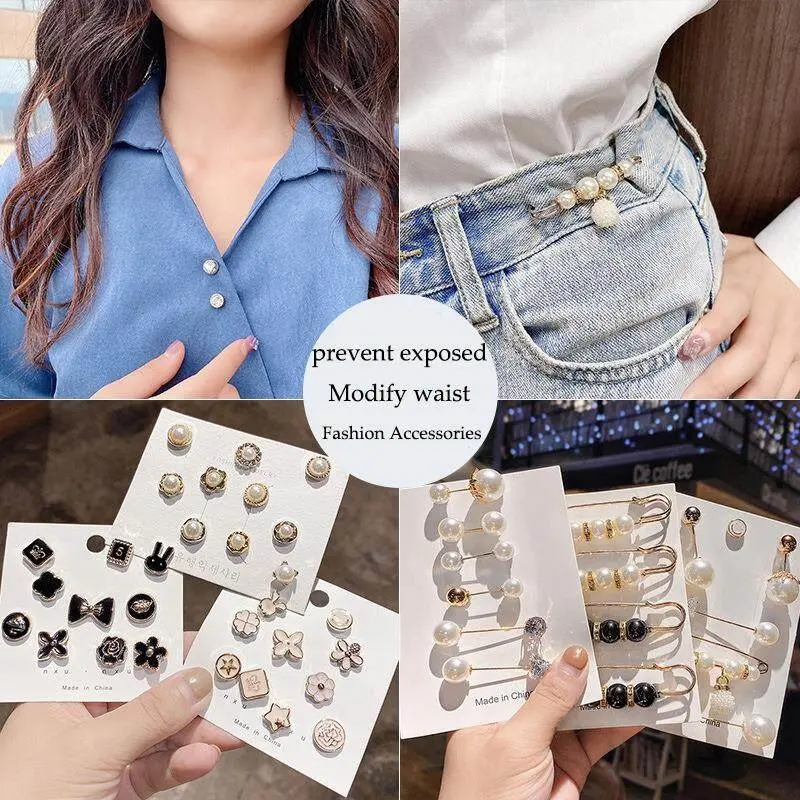 Ghim Cài Quần Thay Đổi Eo, 10 Cái / bộ, Thời Trang Hàn Quốc, Ghim Cài Thắt Lưng, Ngọc Trai, Ghim Cài Áo Dễ Thương, Trang Sức Cho Nữ 3