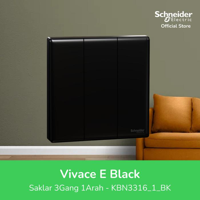 Gambar Schneider Electric Vivace E Saklar Lampu Hitam - 3 Gang 1 Arah 3G1A 16A - KBN3316_1_BK dari Schneider Electric Indonesia Kab. Bekasi Tokopedia