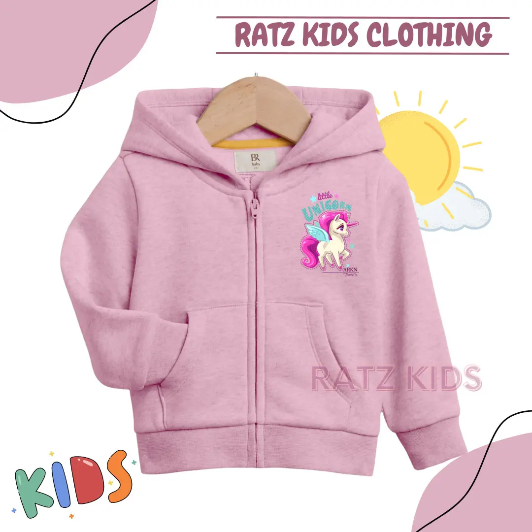 Jaket Anak Perempuan Model Zipper Karakter Unicorn Usia 2-12 Tahun - Lengan