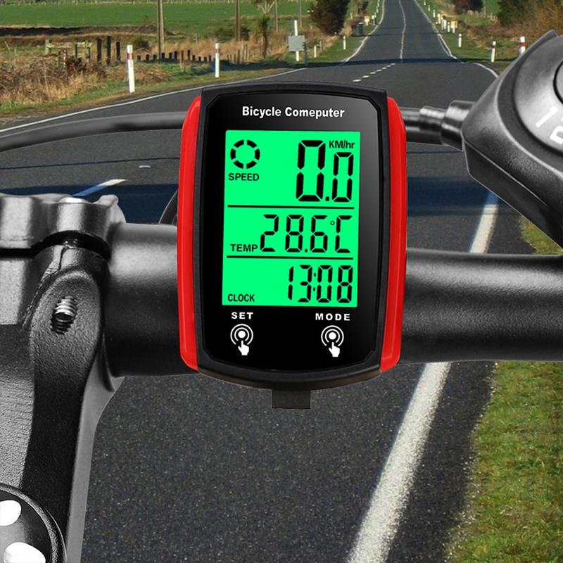 Máy tính xe đạp, Màn hình LCD kỹ thuật số, Máy tính đi xe đạp có dây, Đồng hồ tốc độ, Đồng hồ đo quãng đường tốc độ xe đạp, Có đèn nền, Phụ kiện xe đạp 3