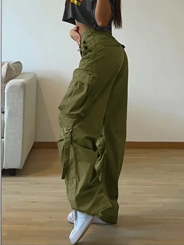 Women's Solid Multi-pocket Cargo Pants, Y2k Casual Street Trousers for Daily Wear, Ladies Bottoms for All Seasons 3