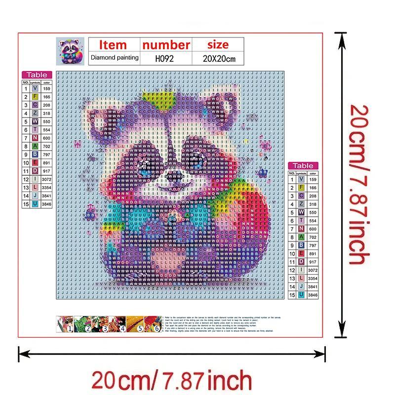 Cute Raccoon Pattern DIY Diamond Arts Colorful Painting without Frame, DIY 5D Diamond Arts Colorful Painting Kit, Wall Art Decor for Home Living Room Bedroom 1