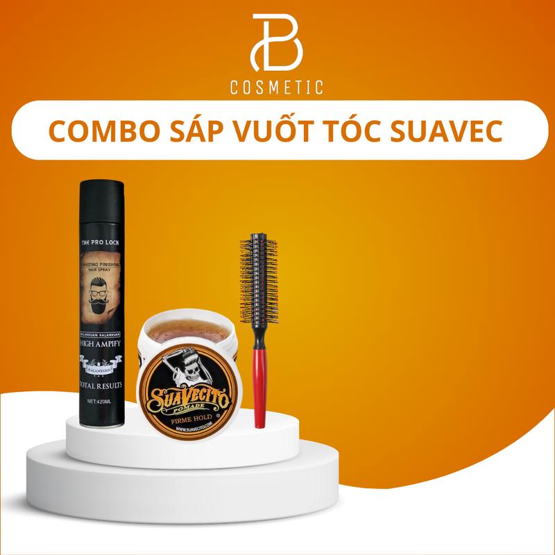 Sáp vuốt tóc SUAVECITO pomade kèm gôm xịt tóc tuỳ chọn tặng lược tròn tạo kiểu