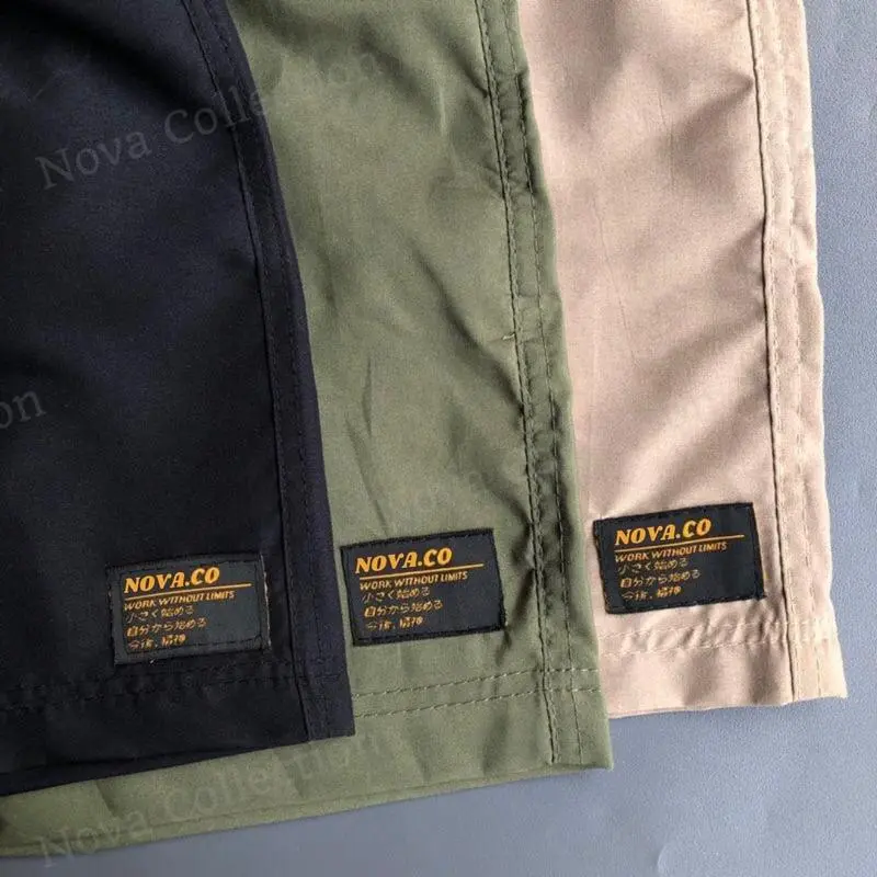 PAKET 3 PCS Celana Pendek Pria Distro Boardshort Tali Karet Pinggang Boxer Santai [BSHORT3] Nyaman Katun Abu Navy Panjang Kain Hitam 2