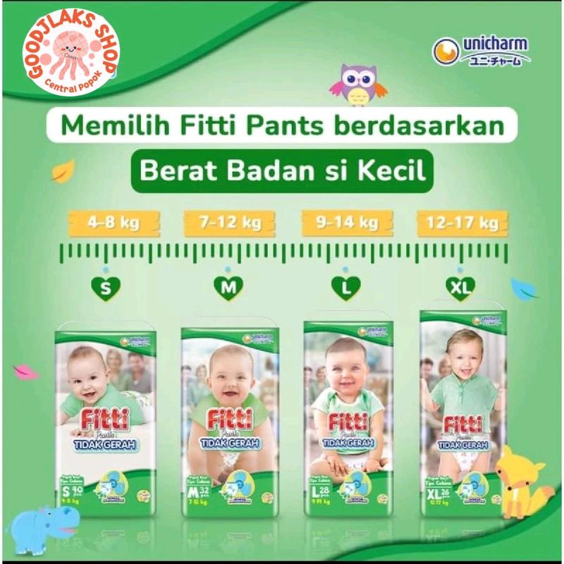 Fitti Pants S40 M32 L28 XL26 Diapers Popok Bayi 0