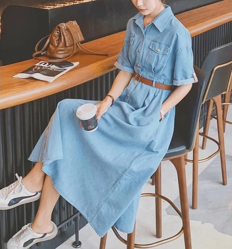 Váy jean denim dress dài xòe chất mềm trẻ trung thanh lịch JU24034 Joy1886 cho nữ - Women, Nữ vaytet đầm  trắng vay sang 2