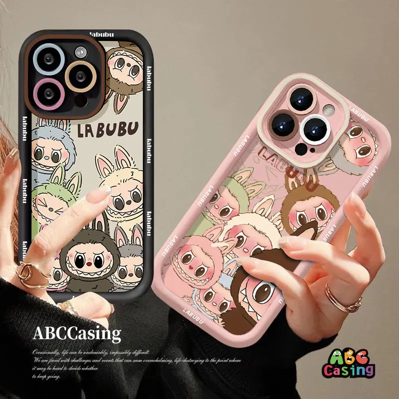 Untuk Oppo A60 A17 A38 A15 A16 A7 A54 A18 A58 A76 A78 A52 A55 A72 A53 A77 A98 A1K A17K A57 A12 A36 A16E A9 A79 A77s A96 A16K A3s A5 A5s A54s A95 A92 A31 A74 A16s A33 Reno 8T 4F 4Lite Bahagia Senyum Labubu Grafiti Lukisan Lembut Kartun Case