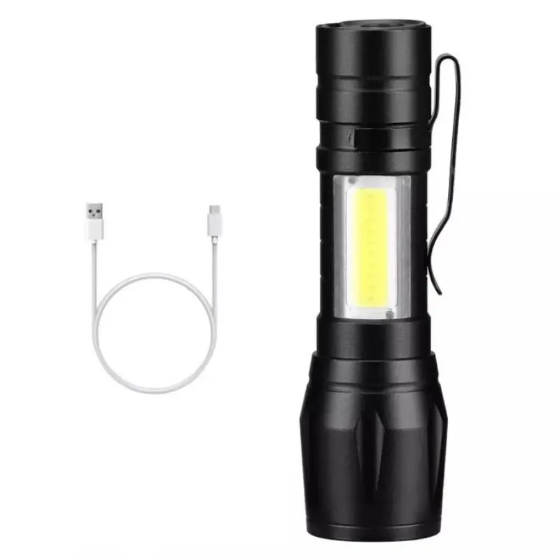 Senter Mini Swat LED Bisa Zoom Lampu Mini Flashlight USB Charger + Box 3 Mode Waterproof Senter Camping Mancing 4