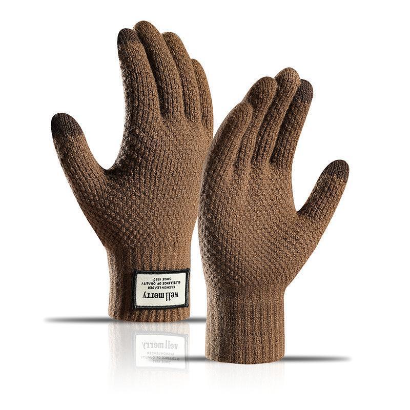 Winter Men Knitted Gloves Touch Screen High Quality Male Mitten Thicken Warm Wool Cashmere Solid Color Men Business Gloves 3