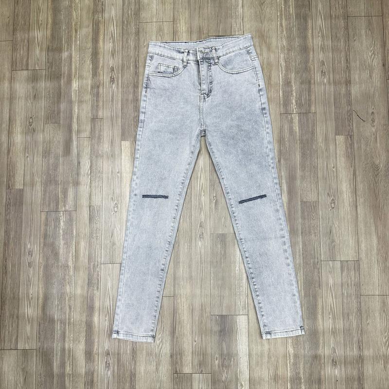 Quần jean nam dài co dãn màu bạc rách hai bên gối Menswear Pants 0