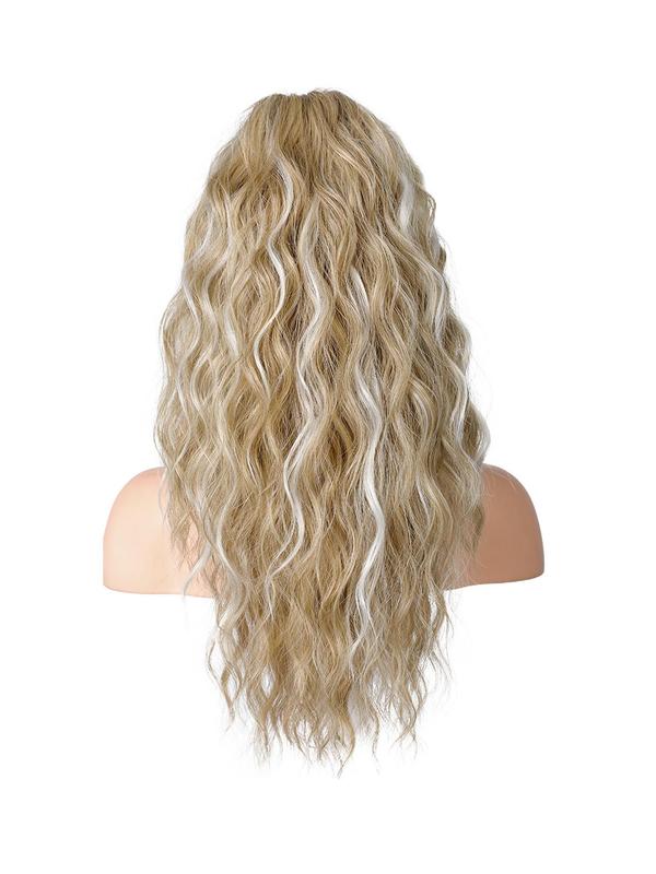 18 Inch Long Curly Wavy Blonde Ponytail Extension, Gorgeous Fluffy Synthetic Ponytail Extension, Synthetic Claw Clip in Ponytail Hairpiece for Party & Daily Use, Hair Extensions 2