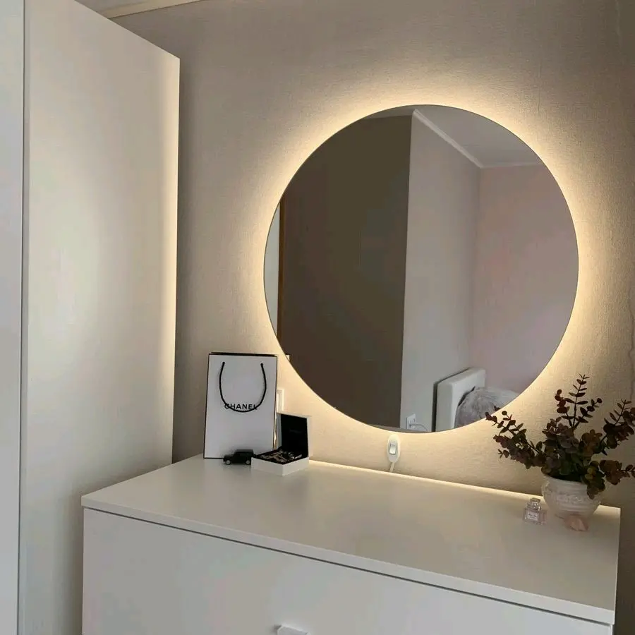 Cermin Lampu Led  Aesthetic Mirror Cermin Gantung Bulat D40 Dinding