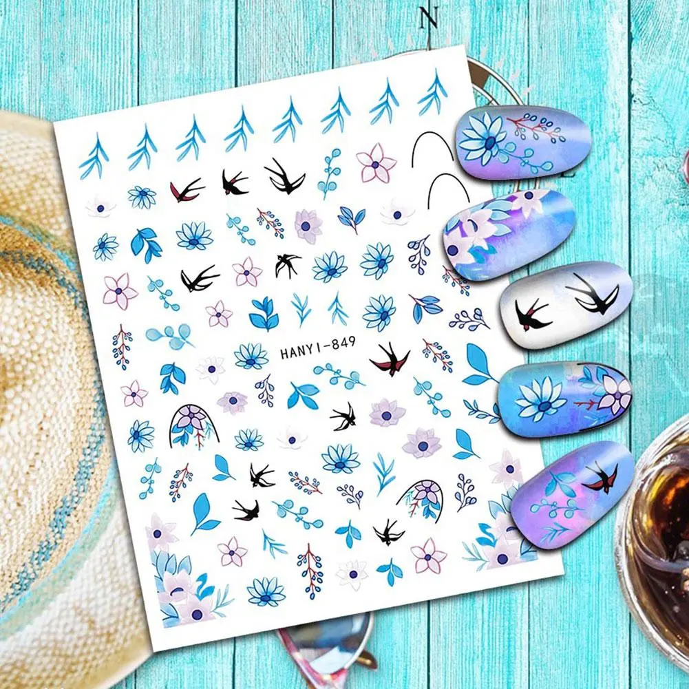 3D Nail Stickers Spring Blossoms Peach Blossom Flowers Universe Flowers Butterfly Nail Stickers Decorative Nail Tip Beauty