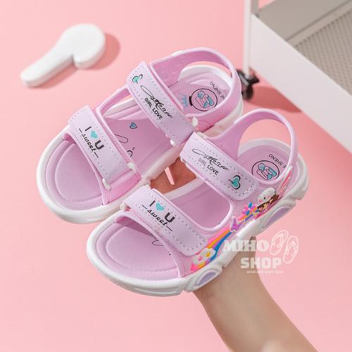 Dép Sandal Quai Dán Đế Mềm Màu Cầu Vồng Đơn Giản Thời Trang Mùa Hè Cho Bé Gái 4