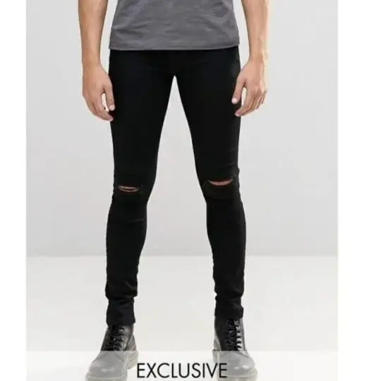 28-39 sofjeans premium Celana Jeans Panjang Cowok Hitam Sobek Soft Jeans Casual Distro Slim Fit Pria Nyaman Skinny Stretch Melar - Termurah dan Original - Semi denim