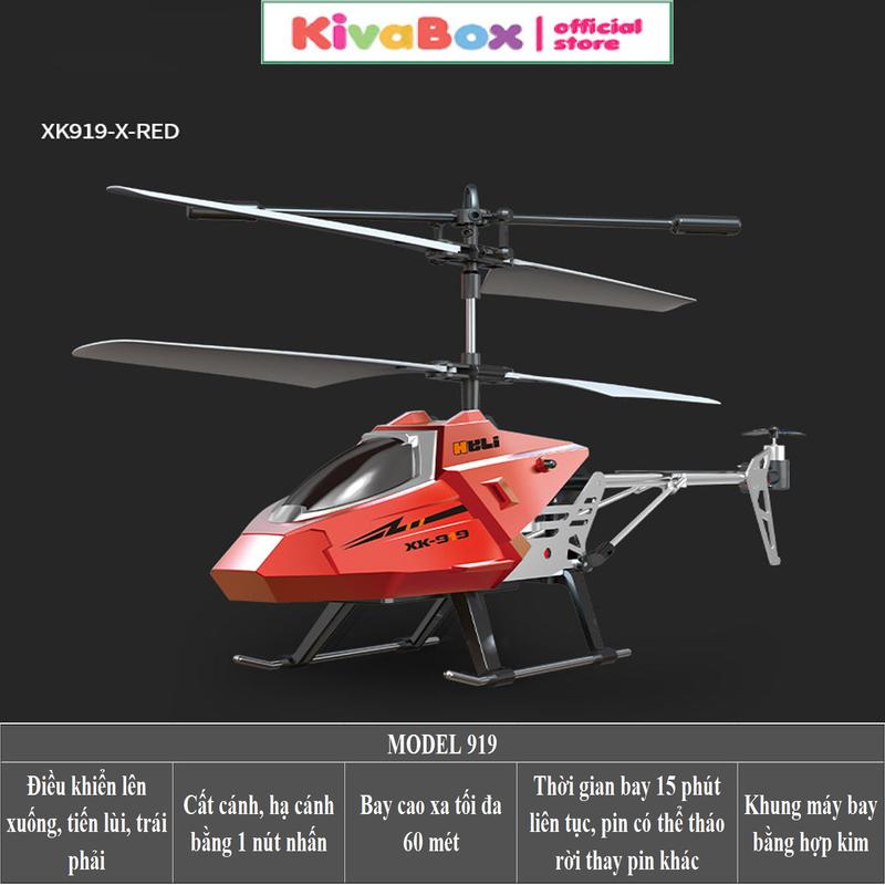 Máy bay trực thăng điều khiển từ xa XK919 tần số 2.4Hz khung hợp kim, pin sạc tháo rời, bay cao xa lên đến 50 mét, chịu va đập tốt, nâng hạ cánh bằng 1 nút nhấn