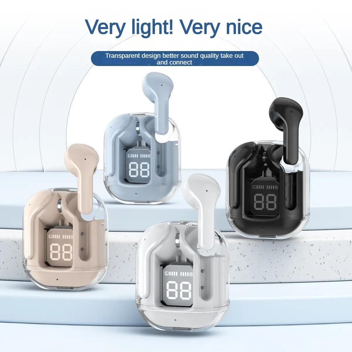 Tai nghe nhét trong tai Air31, màn hình kỹ thuật số trong suốt, kho sạc, giảm tiếng ồn, tai nghe Bluetooth không dây, tai nghe thể thao công suất lớn T8 Nhét Tai Earphone Nghe Nhạc