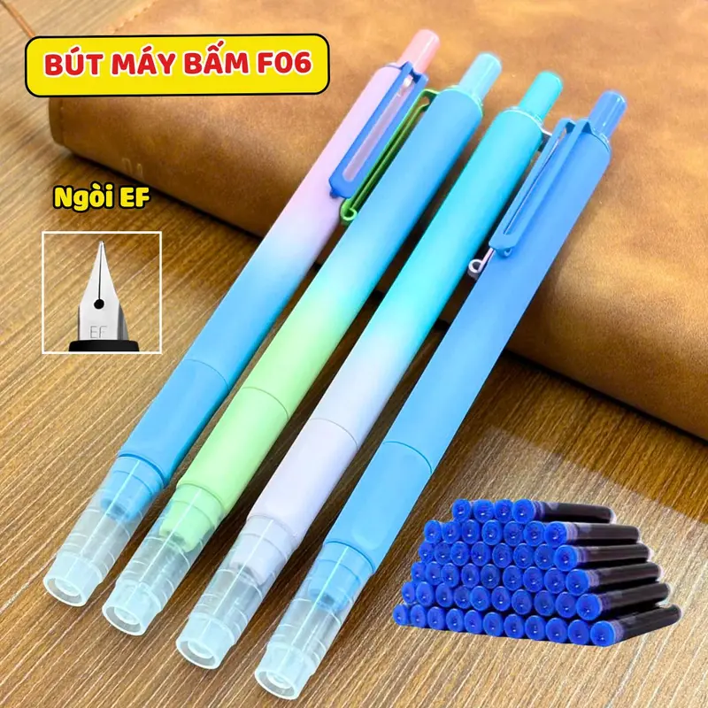 Bút máy bấm Tiểu Học F06, Nét chữ 0.38mm, phù hợp học sinh tiểu học 1-5 0