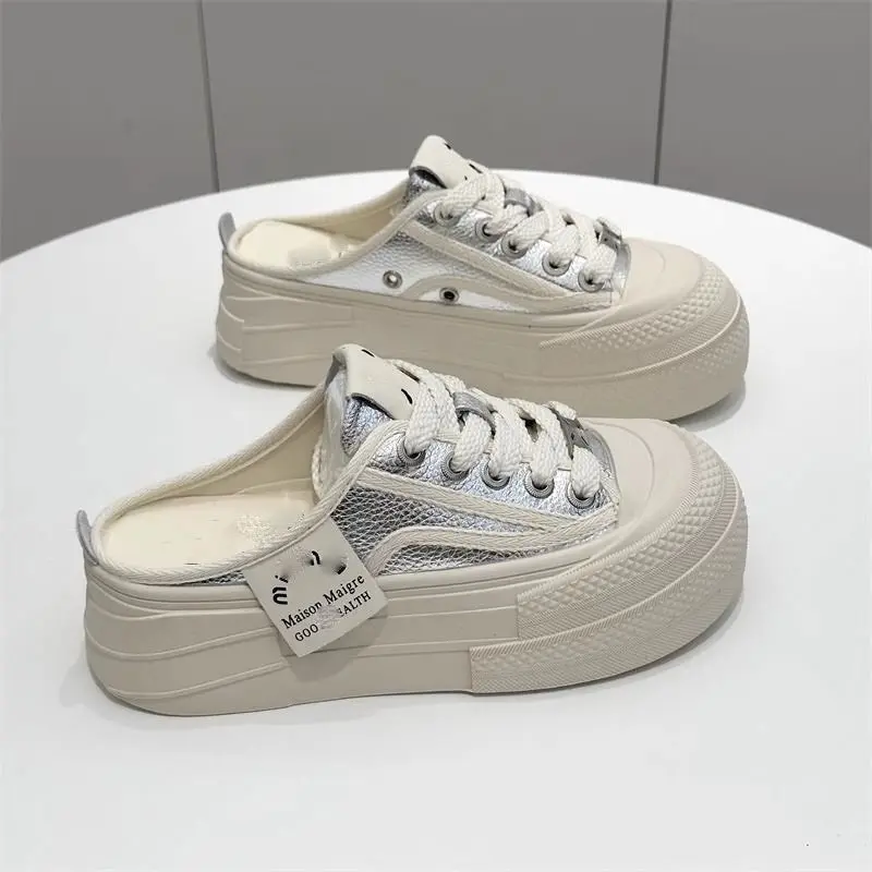 Sục thể thao nữ độn đế 5cm mũi tròn phong cách vintage mẫu mới DéP Shoes GiàY Kim Tuyến Women