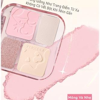 VEECCI Tạo Khối Highlight Phấn Má Hồng bắt sáng 4trong1 Sắc Tông Nude Tự Nhiên 9g Mỹ Phẩm Cosmetic vecci  tạo 6