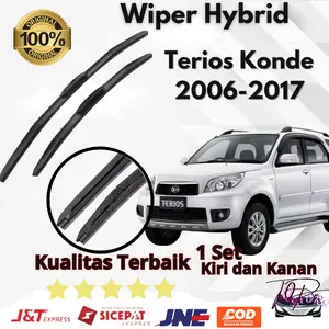 Wiper Hybrid Mobil  Toyota Rush Konde / Lama 2006 - 2017 Sepasang 2 PCS Kiri dan Kanan Tanpa Rangka Besi Sapuan Kaca Wiper Hybrid Mobil Depan Blade Model Banana Karet Kendaraan Motorcycle