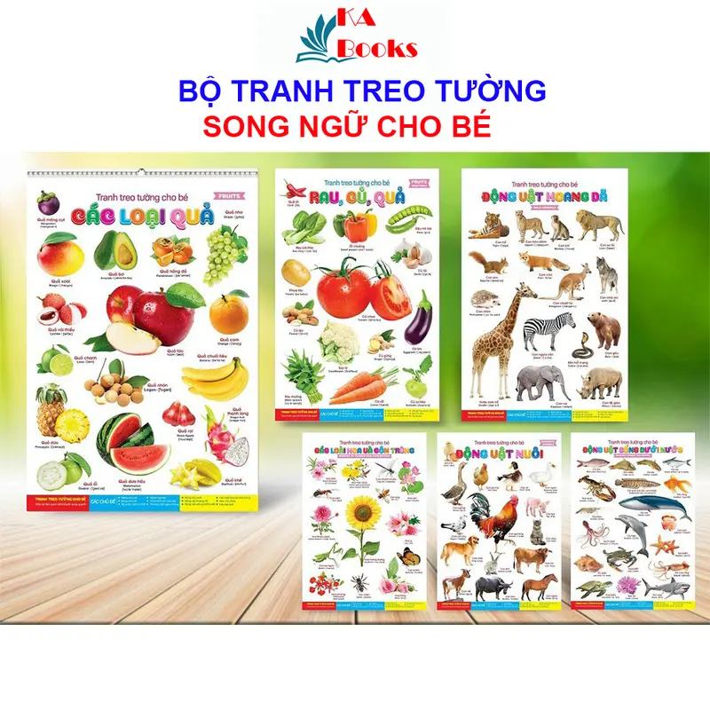 Bộ tranh treo tường song ngữ 6 Tờ 14 chủ đề cho bé Vietnam Picture Books 0