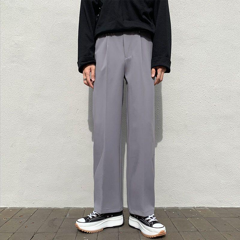 Product Introduction of Men's Spring Summer Wide Leg Dress Pants - Korean Style Loose Fit High Waist Office Trousers |   Trendy DK Straight Cut Formal Casual Pants for Students & Work 14